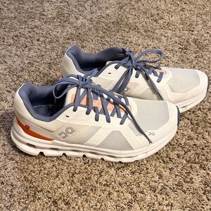 On Women's Athletic Shoes - White, Orange, and Gray, NEW worn one time